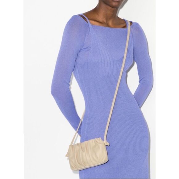 NWT Elleme Mini Vague Pleated Leather Crossbody, New w/Tag, $480 Made in Italy - Picture 2 of 7